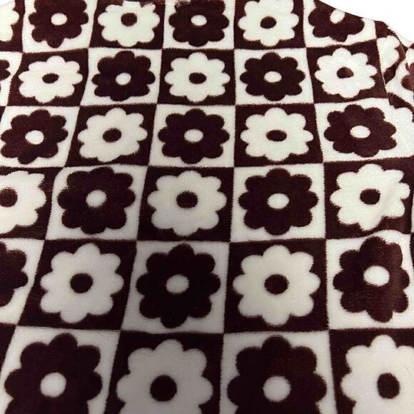 Geometric flowers super soft fleece 1/4 zip hoodie with kangaroo pocket brown an - Picture 7 of 12